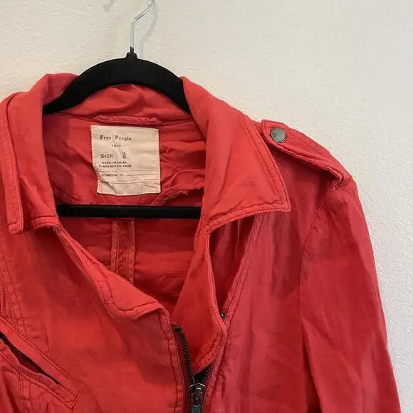 Free People Cropped Red Jacket - Size 8 - Picture 3 of 8
